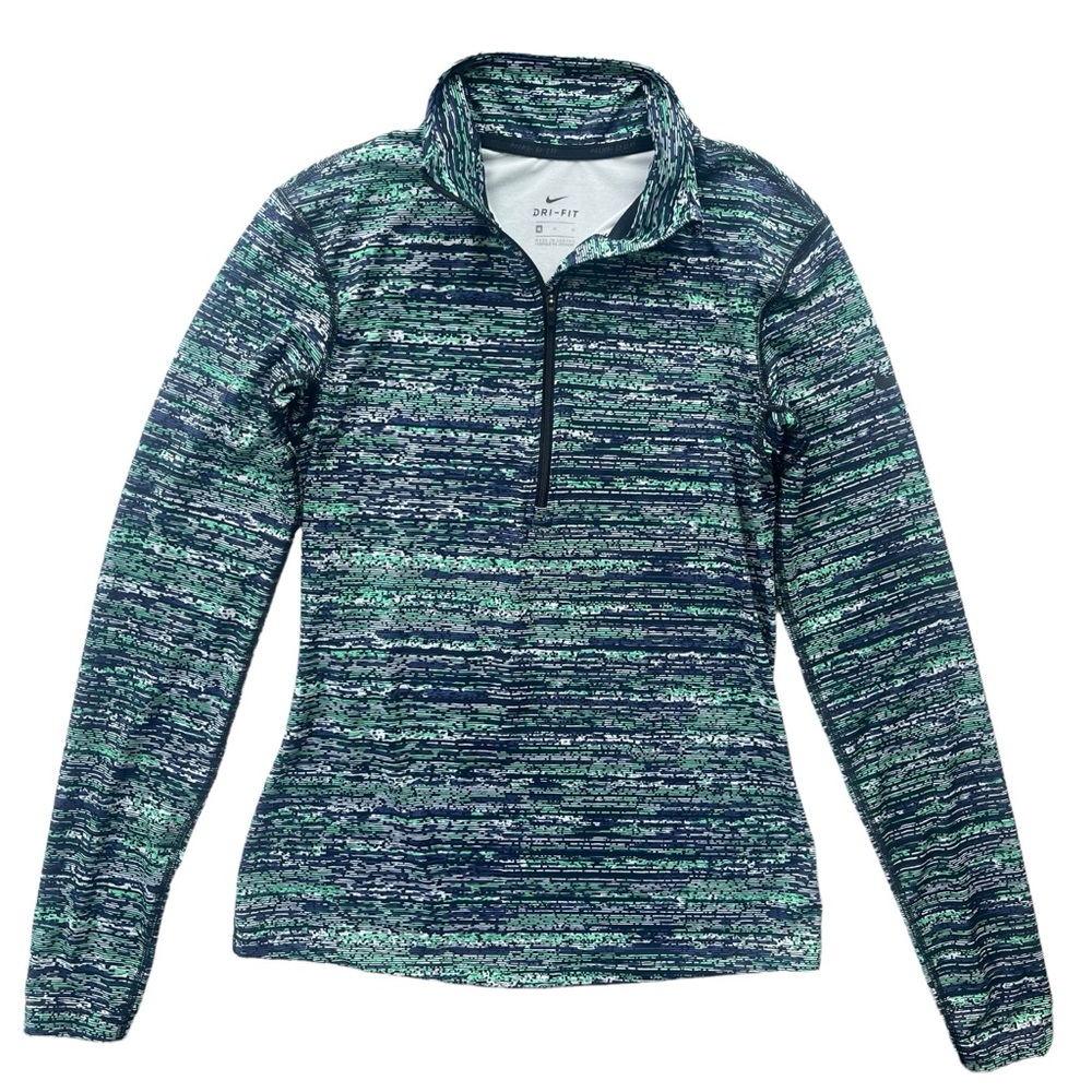 Nike Pro Dri-Fit Womens Sz Medium Purple Green Static Half Zip Athletic Pullover